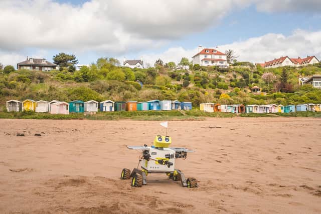 Using the same NASA-style tech that allows the Mars Rover to travel about the Red Planet, TA-M was able to tackle the beach at Coldingham Bay on the Berwickshire coast
Pic: Duncan Ireland