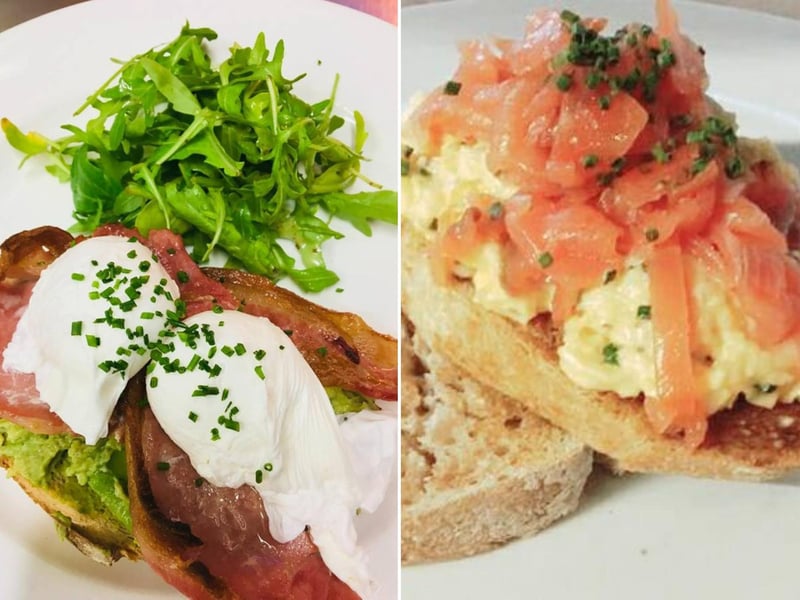 The Olive Branch in Broughton Street, New Town, has a big brunch menu. Choose from the classics house breakfast, veggie breakfast, vegan breakfast to Eggs Pacifico, and potato rosti topped with poached eggs.