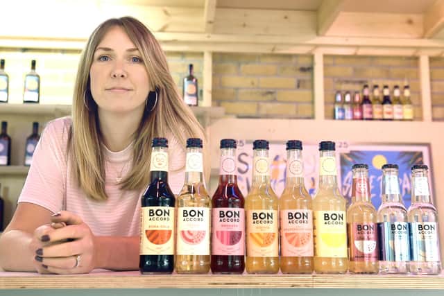 Bon Accord boss Karen Knowles with the company's range of soft drinks