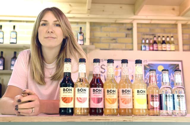Bon Accord boss Karen Knowles with the company's range of soft drinks