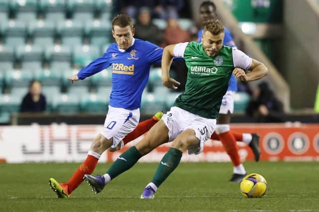 Rangers' Steven Davis and Ryan Porteous in action the last time Hibs played hosts to Saturday's opponents. Picture: SNS