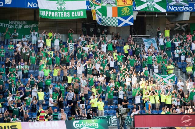 Hibs fans in Brondby on a previous European adventure. Picture: SNS