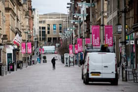 A virtually empty Buchanan Street in Glasgow during the spring lockdown and retail leaders have warned of another testing period for the sector in the months ahead. Picture: John Devlin