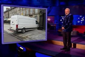 Graham Norton jokes about hapless drivers getting stuck at the steps off Leith Street. A bollard has been installed to prevent drivers getting stuck at the spot.