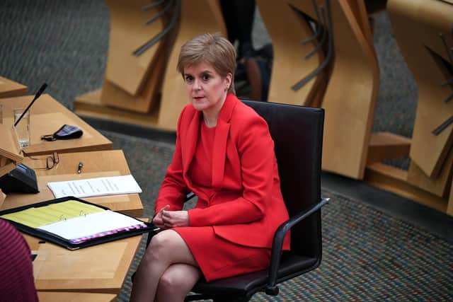 First Minister Nicola Sturgeon before giving an update on Covid restrictions in the Scottish Parliament.