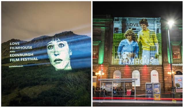 Pictures from iconic movies were projected onto landmarks and public buildings in the Capital as part of the campaign to save the Edinburgh International Film Festival and the Filmhouse.