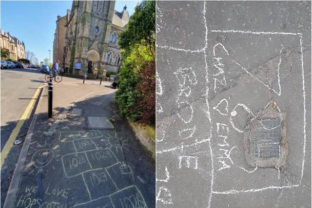 One 59-year-old local resident, Dave, drew a square for his daughters who work in the NHS.
