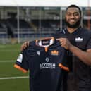 Mesu Kunavula is pictured after signing a new deal with Edinburgh Rugby at the DAM Health Stadium