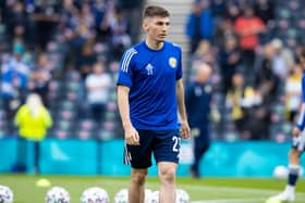 Billy Gilmour warms up before Scotlan's Euro 2020 match against Czech Republic