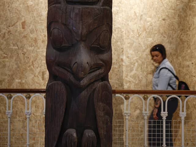 The totem pole was returned to the Nisga'a Nation indigenous community in Canada by the  National Museum of Scotland (Picture: Jeff J Mitchell/Getty)