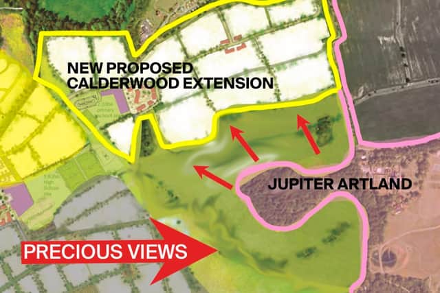 A map has been produced by Jupiter Artland to highlight the threat from development they say it is now under.