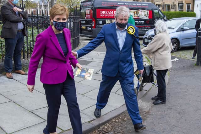 Nicola Sturgeon was campaigning with Angus Robertson in Edinburgh Central   Pic: Lisa Ferguson