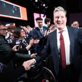 Labour leader Keir Starmer, with his wife Victoria, leaves the stage after giving his keynote address to the party conference in Liverpool (Picture: Stefan Rousseau/PA Wire