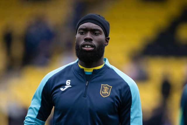 Livingston defender Ayo Obileye could be out for the rest of the season after suffering an injury against Hibs on Saturday. Picture: Alan Harvey / SNS
