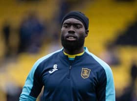 Livingston defender Ayo Obileye could be out for the rest of the season after suffering an injury against Hibs on Saturday. Picture: Alan Harvey / SNS