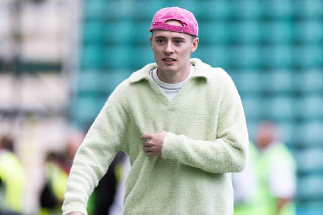 Harry McKirdy arrives for the first leg of Hibs' Europa Conference League play-off with Aston Villa at Easter Road last month. Picture: Ross Parker / SNS Group