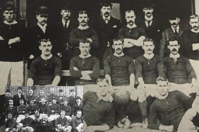Both Hearts and Hibs (inset) had enjoyed successul 1894/95 seasons before they met for the first time on league duty in on September 28 1895