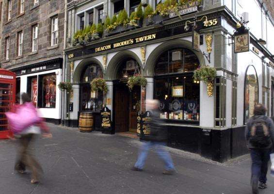 The Royal Mile pub dates back to 1806 and is named after William Brodie who inspired Robert Louis Stevenson's Dr Jekyll and Mr Hyde. A burglar by night, Deacon Brodie was caught and hanged for his crimes in 1788.