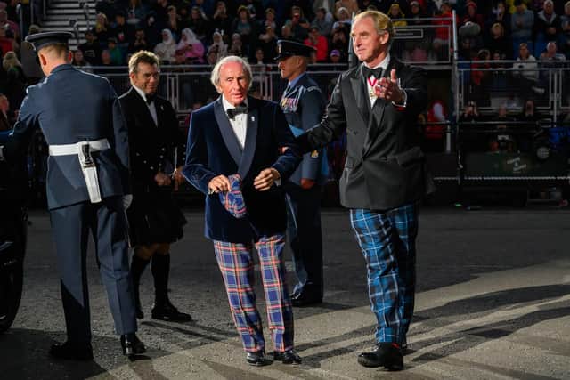 Major General Buster Howes with Sir Jackie Stewart, when he was salute taker at the Royal Edinburgh Military Tattoo this year. Picture: Ian Georgeson