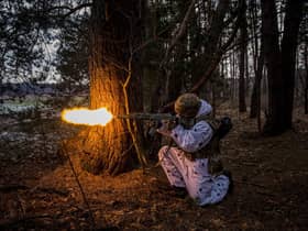 A Ukrainian soldier fires during a training exercise in the Rivne region, amid reports of a new Russian offensive (Picture: Dimitar Dilkoff/AFP via Getty Images)