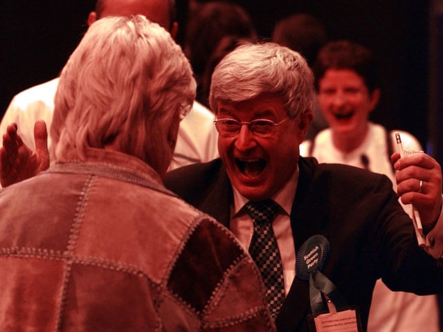 Green Robin Harper and Independent Margo MacDonald are so thrilled after getting re-elected they dance a jig at the Edinburgh count at Meadowbank.
They were both returned as list MSPs for Lothian as part of the "rainbow" parliament made up of not just the four big parties, but also significant numbers of Greens, Socialists and independents.
