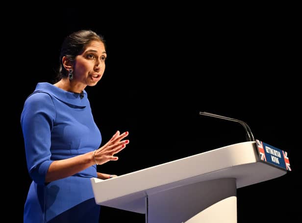 Home Secretary Suella Braverman said it was her 'dream' to see a newspaper photograph of a plane taking off to Rwanda with asylum seekers on board (Picture: Leon Neal/Getty Images)