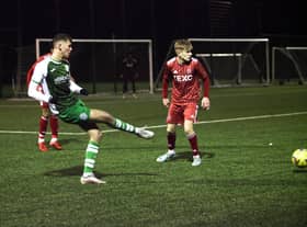 Ethan Laidlaw in action for Hibs under-18s against Aberdeen. The striker scored twice in a 6-2 win. Picture: Maurice Dougan
