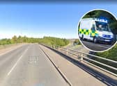 A woman was taken to hospital after a crash on the A198 bridge over the A1 in Tranent, East Lothian.