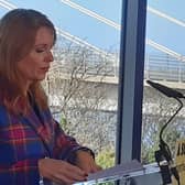 Ash Regan launches her leadership campaign with the Queensferry Crossing as backdrop