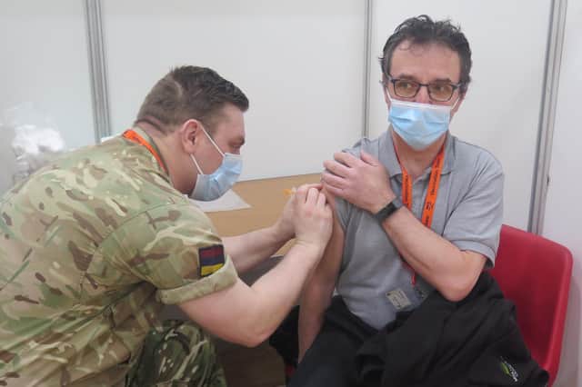 A stock photo of a vaccination by Corporal Cameron Jobson-Wood of the British Army’s Medical Corp, at the Gorebridge centre back in March.