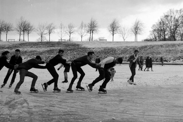 Ice skating on Inverleith Pond in December 1961