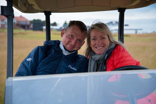 Doddie Weir with Jill Douglas at the MNDF Scotland Golf Day in July 2022. The annual event raised more than £20,000 for motor neuron disease (MND). Photo: My Name'5 Doddie Foundation