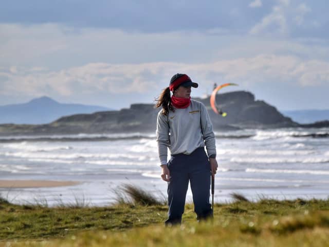Clara Young in action in the final of the recent North Berwick Ladies' Championship final against Grace Crawford. Picture: Ross Duncan.