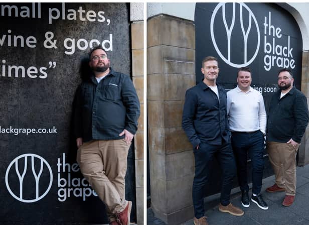 Stuart Hunter, Cameron Taylor and Murray Ainslie outside The Black Grape on Edinburgh’s Canongate