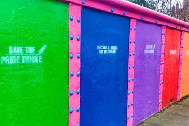 The Pride bridge, that neighbours the Dreadnought pub, was painted pride colours by hundreds of local residents in 2021 after homophobic graffiti was painted outside the popular bar. Locals say the structure is a valued community asset and has become an iconic LGTBQ+ monument
