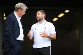 Lee Johnson talking with former England boss Roy Hodgson during his time in charge at Bristol City. Picture: Getty