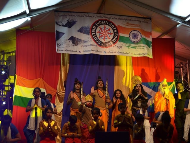 Ram Lila performers at Edinburgh Dusherra 2022, a key event in Edinburgh’s civic calendar which provides an opportunity for Hindus, and all other faiths, and communities, to come together to celebrate Lord Rama’s victory over the 10-headed demon king Ravana.