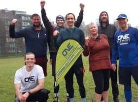 Edinburgh Evening News reporter Kevin Quinn (second from right) joined the One Element Edinburgh group at the Meadows for circuit fitness training.
