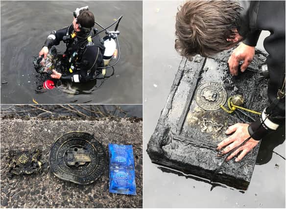 Shane was surprised by the contents of the safe which was found dumped in the Water of Leith. Pic: Hilary Thacker/ Friends of the Water of Leith Basin