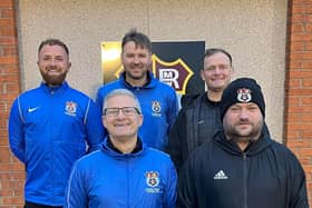 Whitehill Welfare manager Andrew Kidd, assistant player manager Josh Walker and coaches Chris Gemmell, Lee McIntosh and Steven McCulloch are looking forward to the new season.