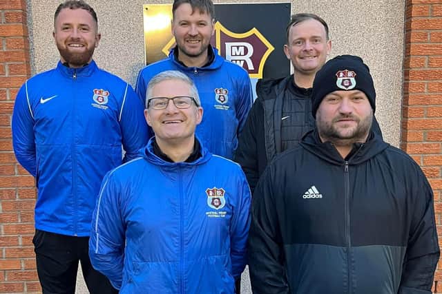 Whitehill Welfare manager Andrew Kidd, assistant player manager Josh Walker and coaches Chris Gemmell, Lee McIntosh and Steven McCulloch are looking forward to the new season.