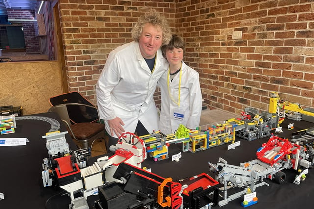 Cammy and Robin Sinclair with their Great Ball Contraption which they've been building for five years. The pair were inspired to make it after Robin saw a video on YouTube.