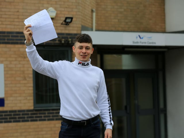 A-Level results day at Don Valley School, Jossey Lane, Scawthorpe. Pictured is Taylor Sheldon.