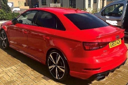 The red Audi RS3 stolen from a property in East Calder.