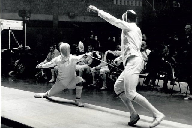A fencing bout at the 1970 Games.