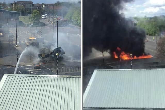 Emergency services tackle lorry fire on Wester Hailes Road.
