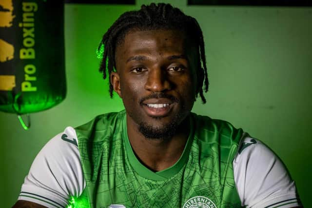 Rocky Bushiri has signed for Hibs on loan with an option to buy in the summer. Picture: Hibernian FC
