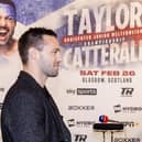 Josh Taylor and Jack Catterall face off during the press conference ahead of their fight at the Ovo Hydro in Glasgow on February 26.