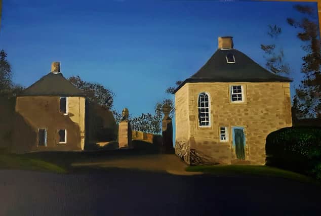 One of Kenneth Montgomery's paintings of the Astley Ainslie - it shows the Canaan Lane gate.