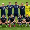 The Scotland team lines up ahead of the match